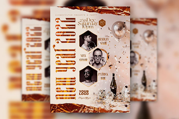 Sparkly Luxurious New Year Flyer Template FREE PSD