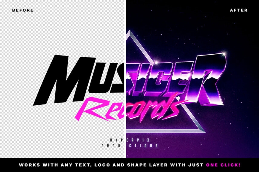 Synthwave 80s Text and Logo Effect FREE PSD