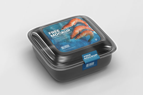 Top Side View of Square Disposable Food Container Mockup FREE PSD