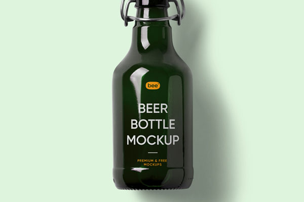 Top View of a Beer Bottle Mockup FREE PSD