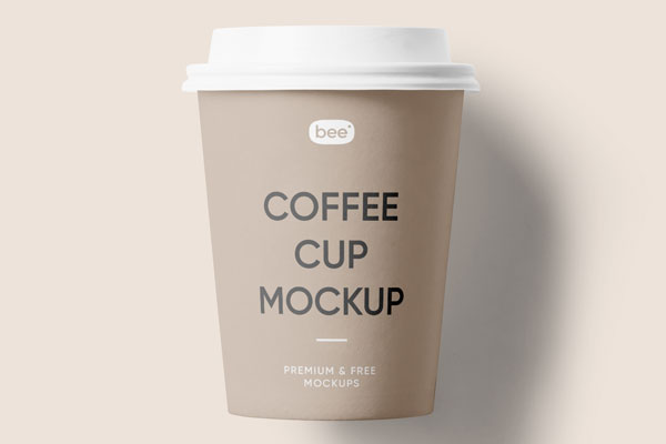 Top View of a Lidded Paper Coffee Cup Mockup FREE PSD