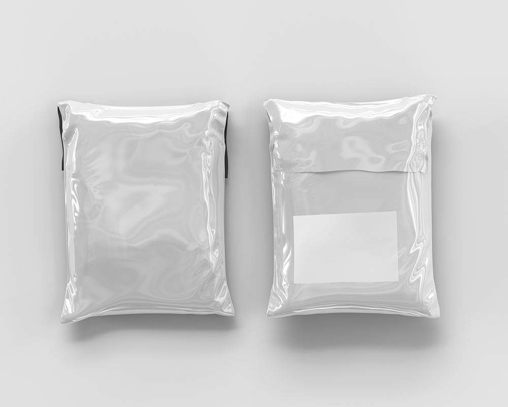 Top View of Two Shipping Plastic Bag Packaging Mockup FREE PSD
