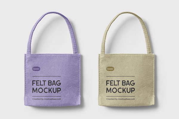 Top View of Two Tote Felt Bags Mockup FREE PSD