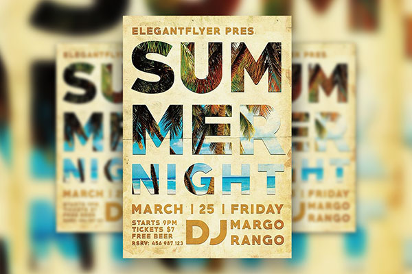 Tropical Summer Beach Party Flyer and Facebook Cover Template FREE PSD
