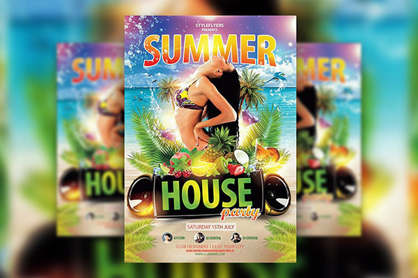 Tropical Summer Beach Party Flyer Template FREE PSD