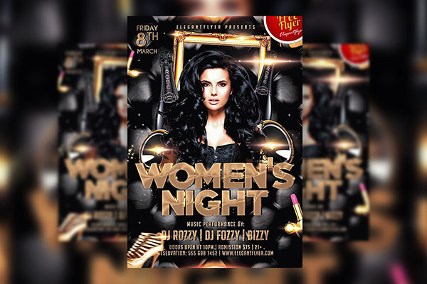 Women's Night Party Flyer and Facebook Cover Template FREE PSD