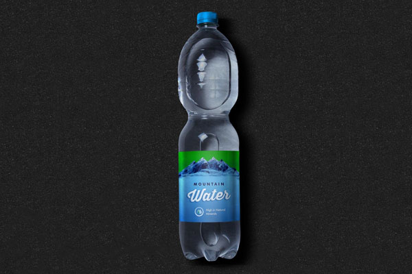 1-Liter Water Bottle Mockup Placed on the Surface in Top View FREE PSD