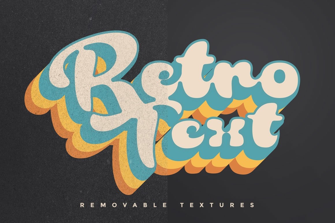 70s Retro layered Round Chunky Text Effect FREE PSD