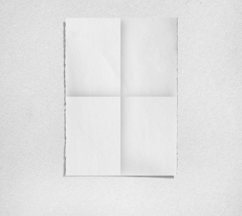 A4 Paper Folded in 4 Glued to the Wall in Front View Mockup FREE PSD