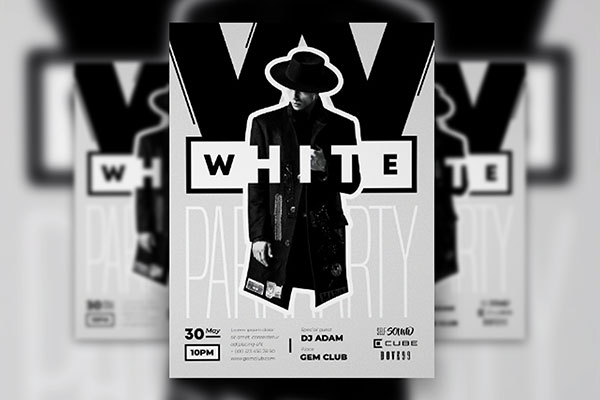 Black and White Illustrative Nightclub Party Flyer Template FREE PSD