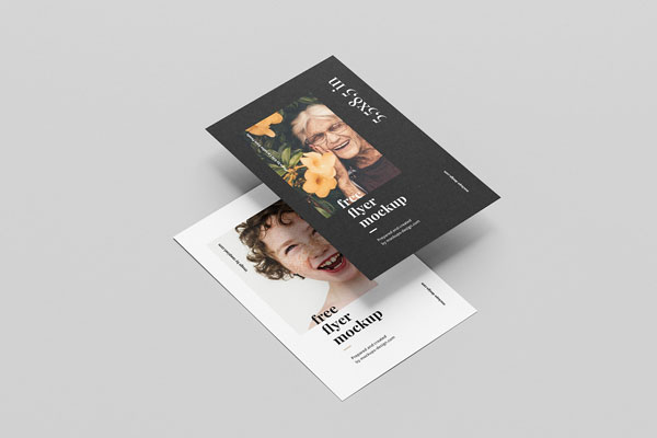 Five Creative Flyer Mockups from all Different Views FREE PSD