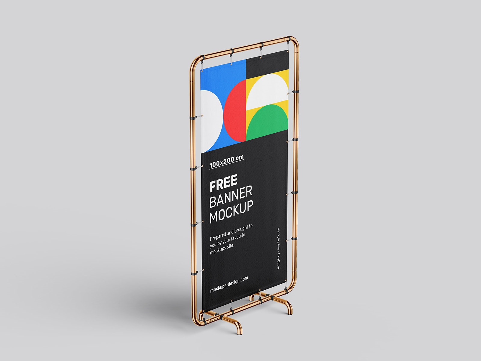 Front and Perspective View of Four Metal Restrained Banner Mockups FREE PSD
