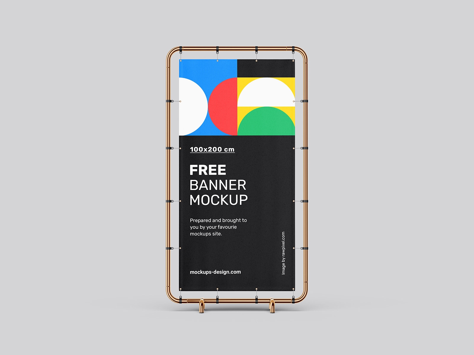 Front and Perspective View of Four Metal Restrained Banner Mockups FREE PSD