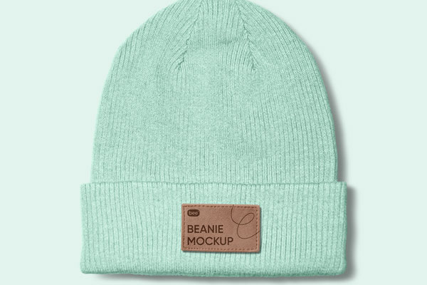 Front View of a Labeled Beanie Mockup FREE PSD
