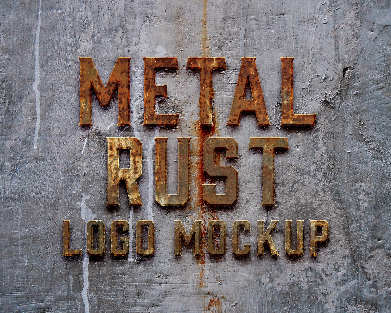 Front View of a Metal Rust Logo Mockup FREE PSD