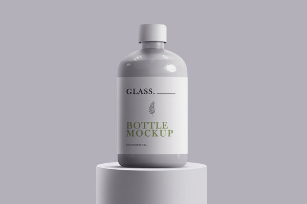 Front View of a Multipurpose Glass Bottle Mockup FREE PSD