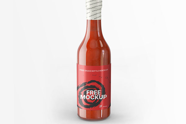Front View of a Realistic Sauce Bottle Mockup FREE PSD