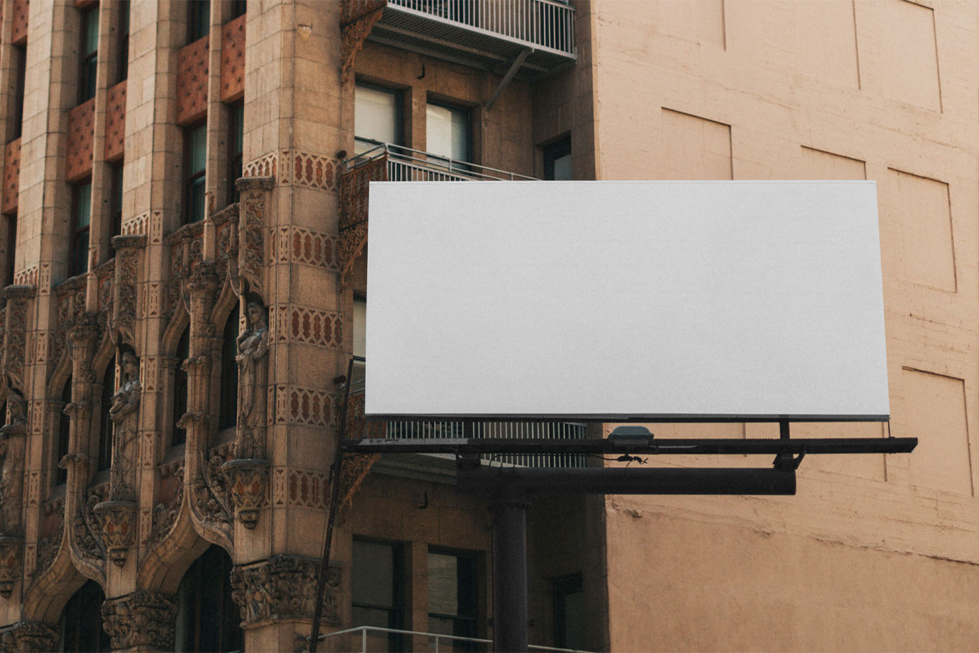 Front View of City Billboard Mockup on Side of Building FREE PSD