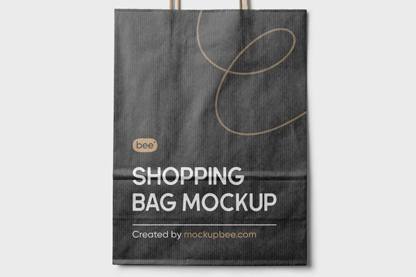 Front View of Paper Shopping Bag Mockup FREE PSD