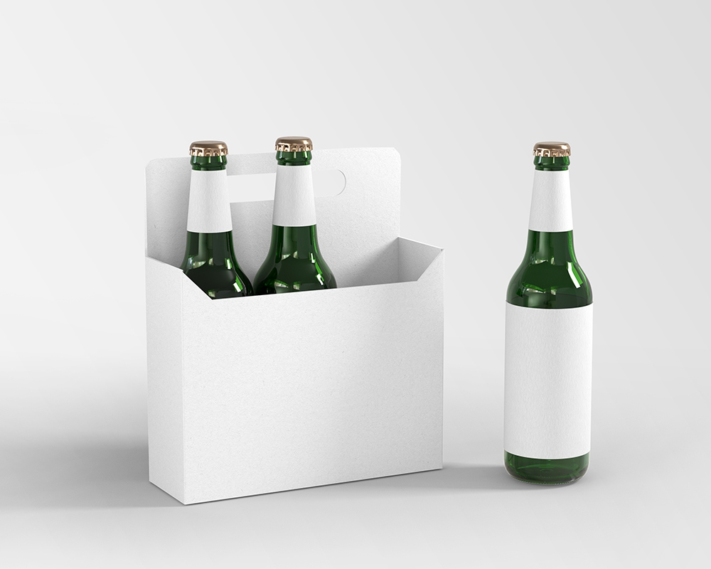 Front View of Three Beverage Glass Bottles Mockup FREE PSD