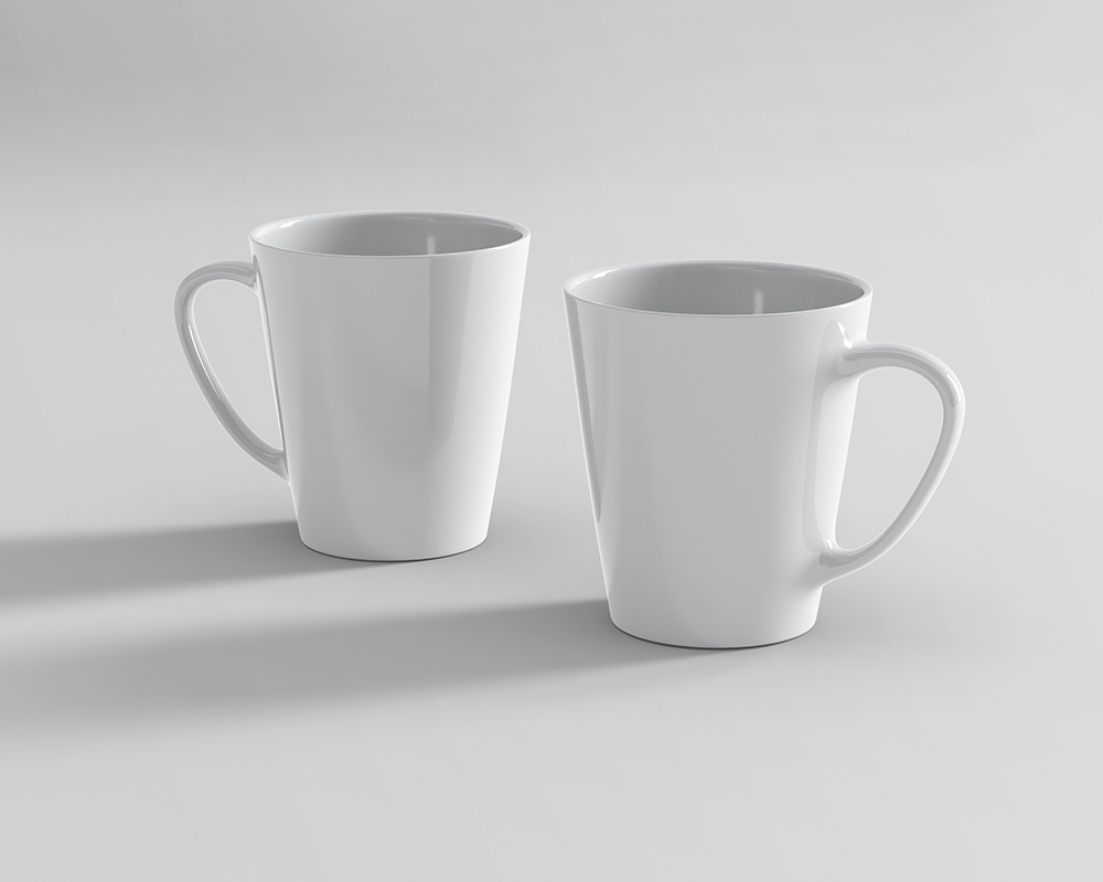Front View of Two Coffee Mugs Mockup FREE PSD