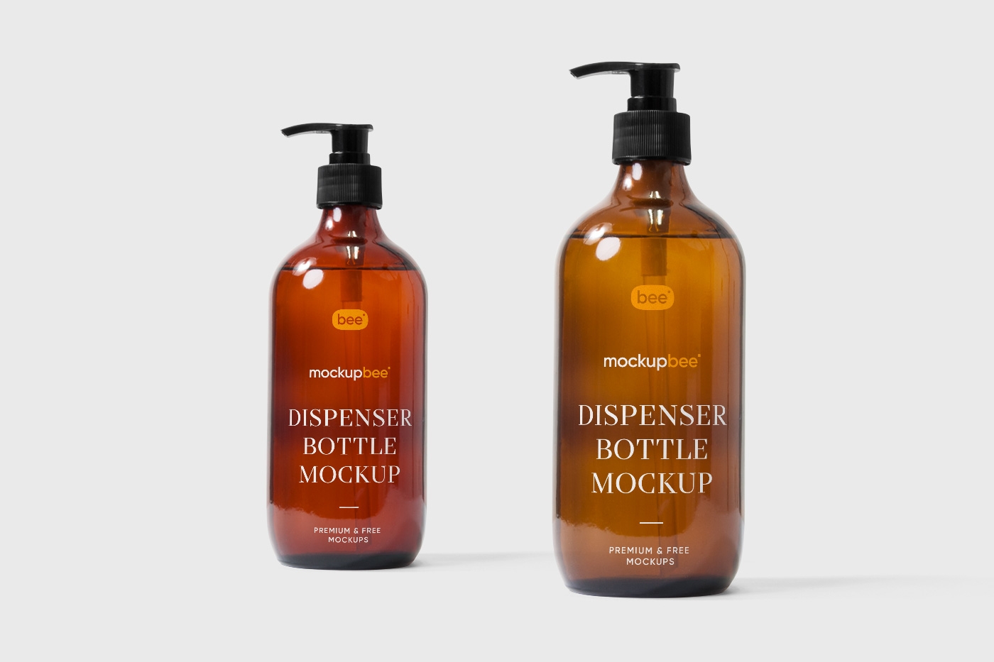 Front View of Two Dispenser Bottles Mockup FREE PSD