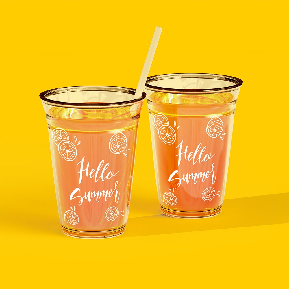 Front View of Two Juice Glasses Mockup (FREE) - Resource Boy