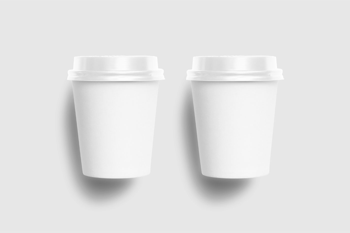 Front View of Two Minimal Paper Cups Mockup FREE PSD