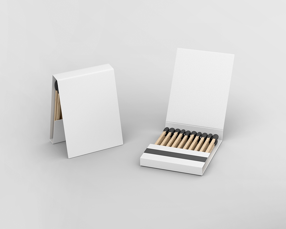 Front View of Two Open and Closed Matchbooks Mockup FREE PSD