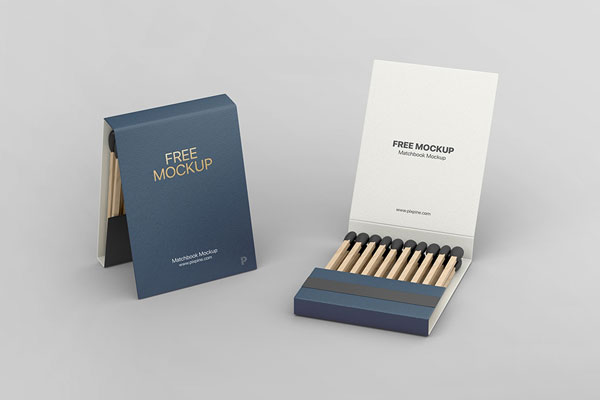 Front View of Two Open and Closed Matchbooks Mockup (FREE) - Resource Boy