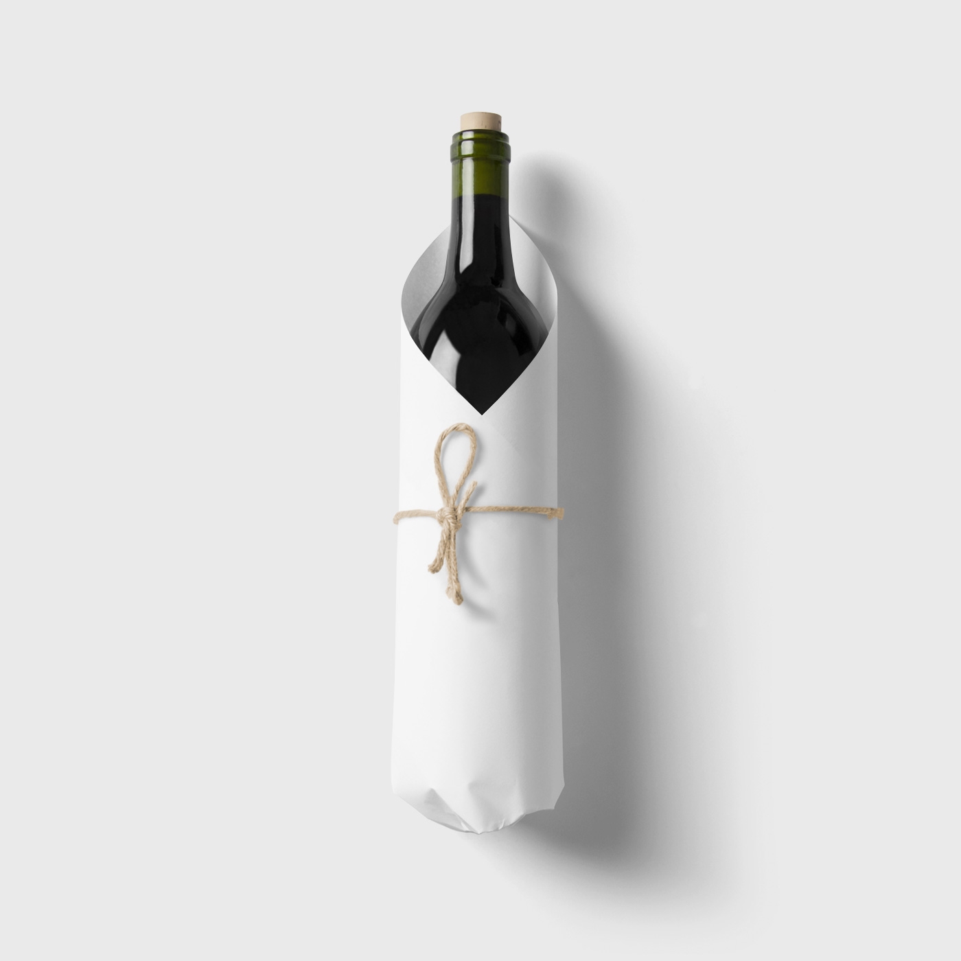 Front View of Wine with Paper Packaging Mockup FREE PSD