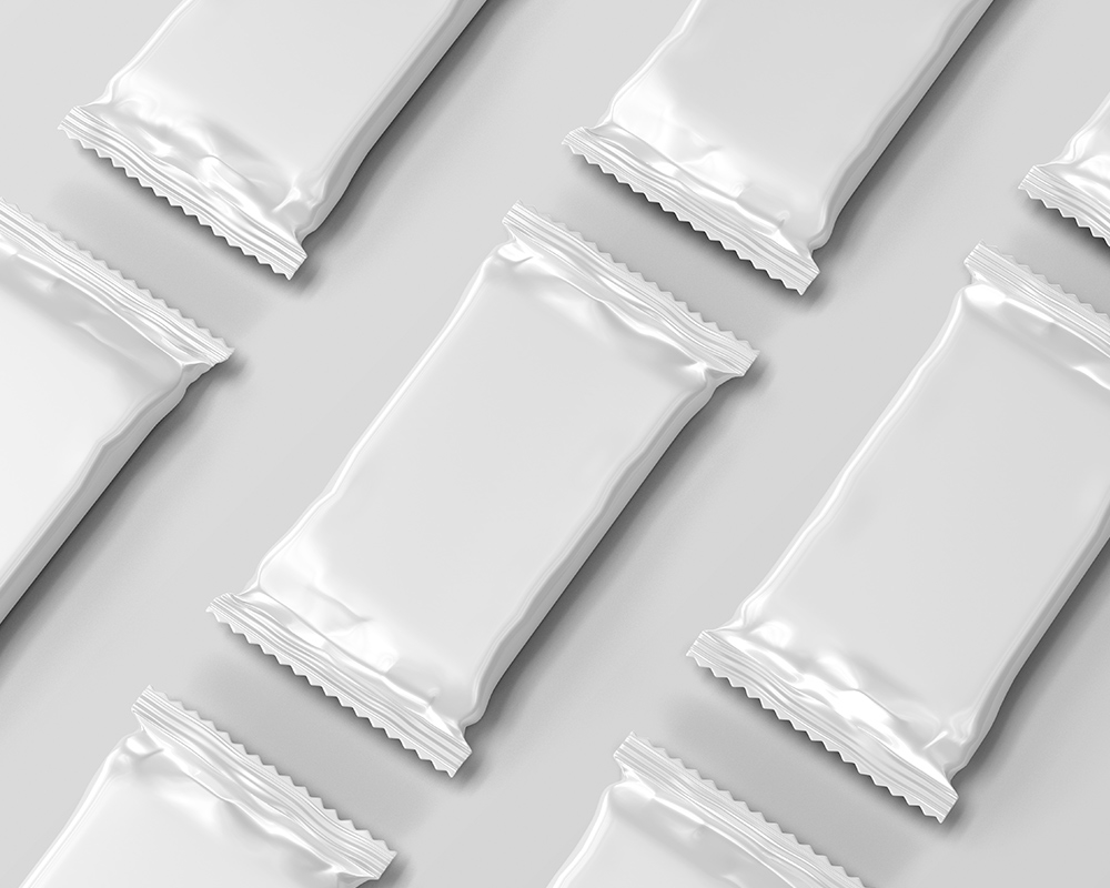 Grid of Candy Bar Packaging in Overhead View Mockup FREE PSD