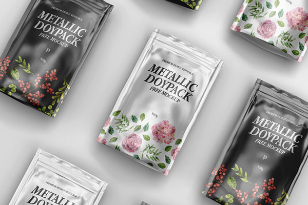 Isometric Metallic Doypack Mockup FREE PSD