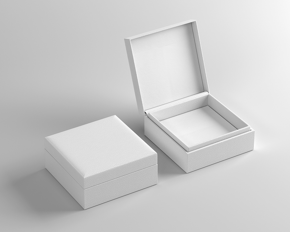 Mockup of 2 Jewelry Boxes in Perspective Featuring an Open Box FREE PSD