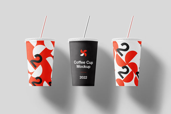 Realistic Mockup of a Soda Cup with or without Straw (FREE