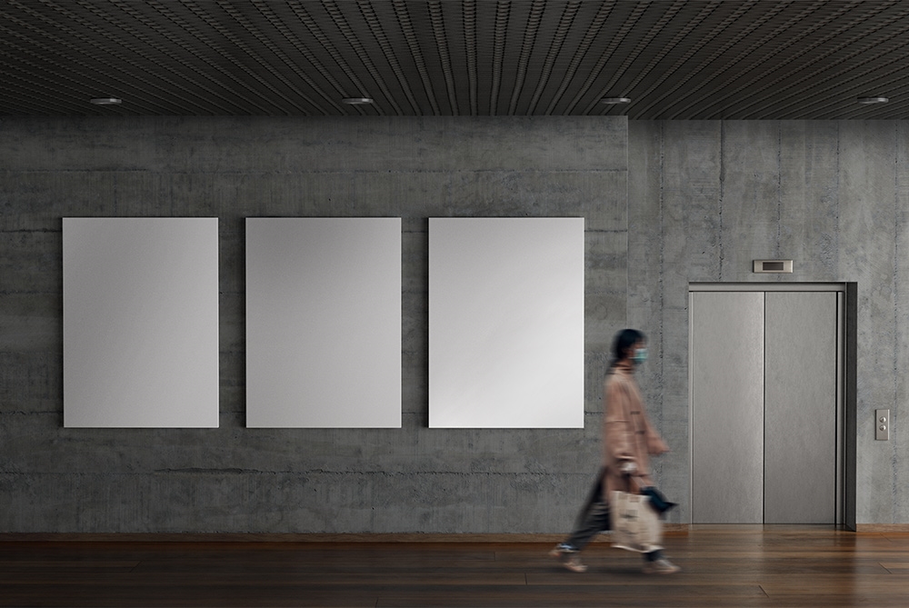 Mockup of 3 Interior Posters Hung on the Wall in Front View FREE PSD