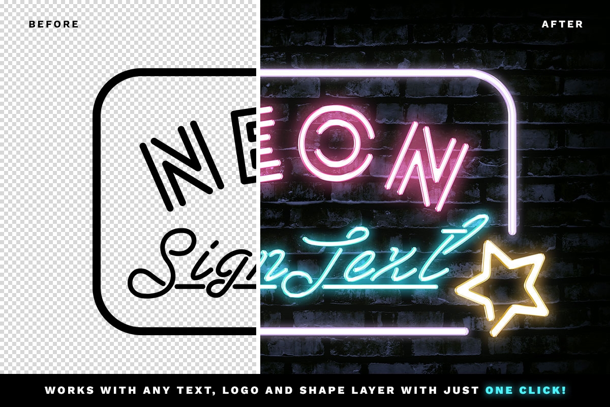 Neon Sign Text Effect FREE PSD