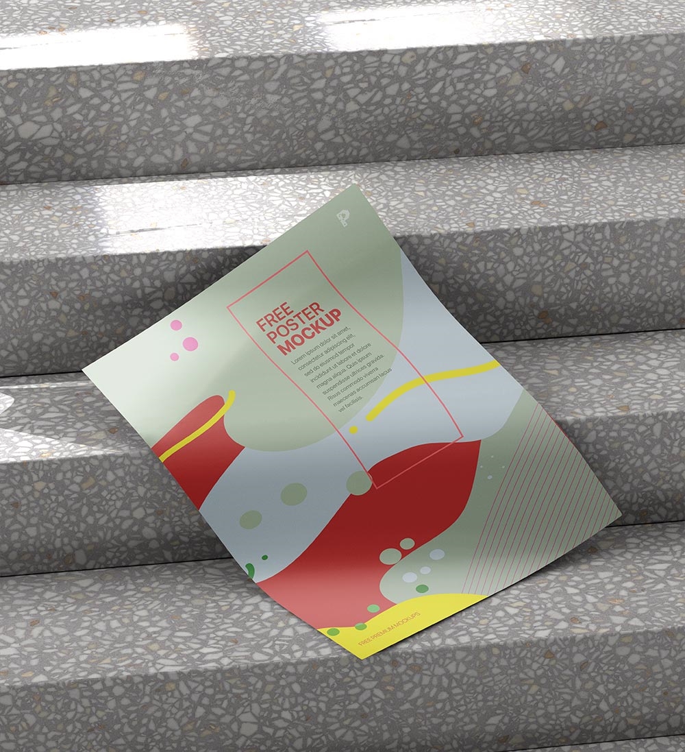 Outdoor Poster Mockup on Stairs (FREE) - Resource Boy