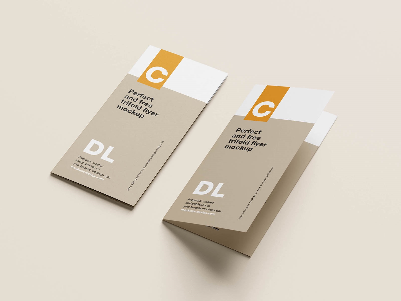 Perspective View of 7 Tri-Fold DL Flyer Mockups FREE PSD
