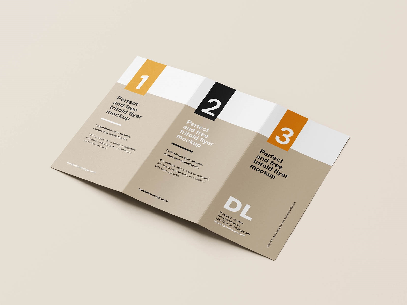 Perspective View of 7 Tri-Fold DL Flyer Mockups FREE PSD