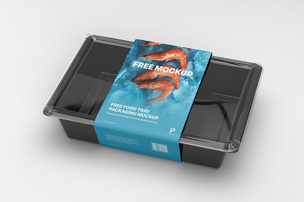 Perspective View of a Food Tray Packaging Mockup FREE PSD