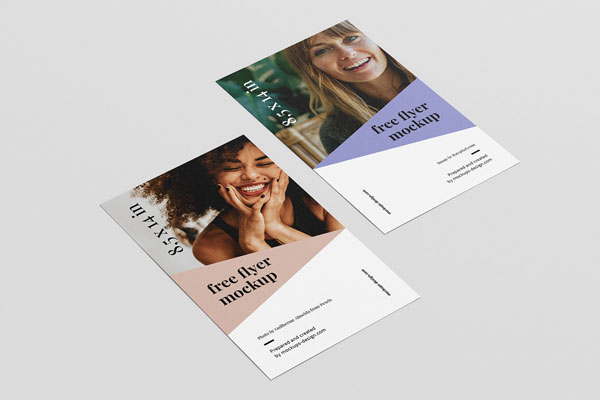 Perspective View of Five Floating Flyers Mockups FREE PSD