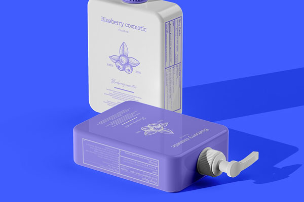 Perspective View of Two Lotion Bottles Mockup FREE PSD