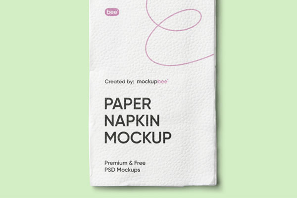 Rectangular Folded Paper Napkin Mockup FREE PSD