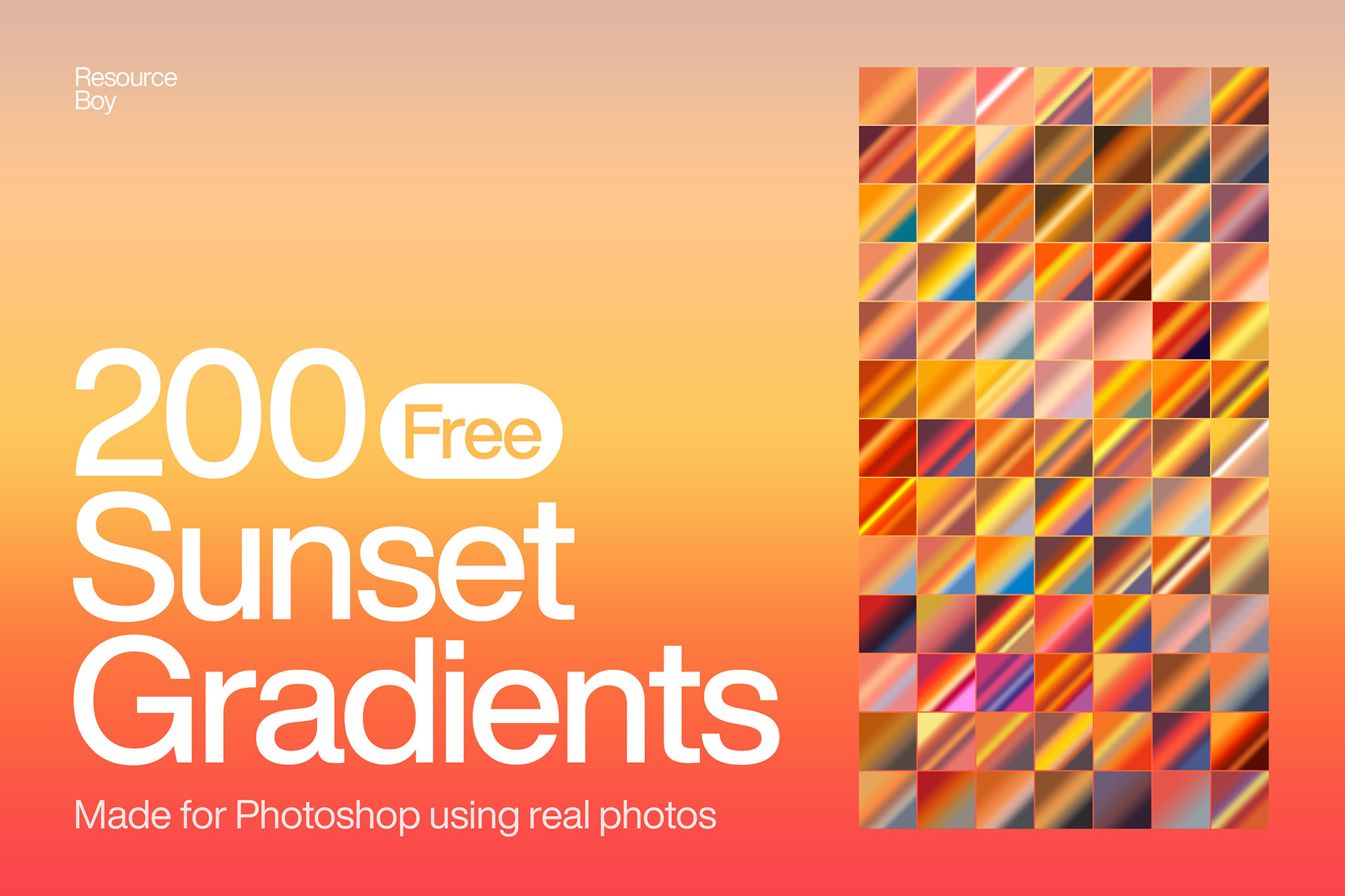 200 Sunset Photoshop Gradients FREE Resource Boy
