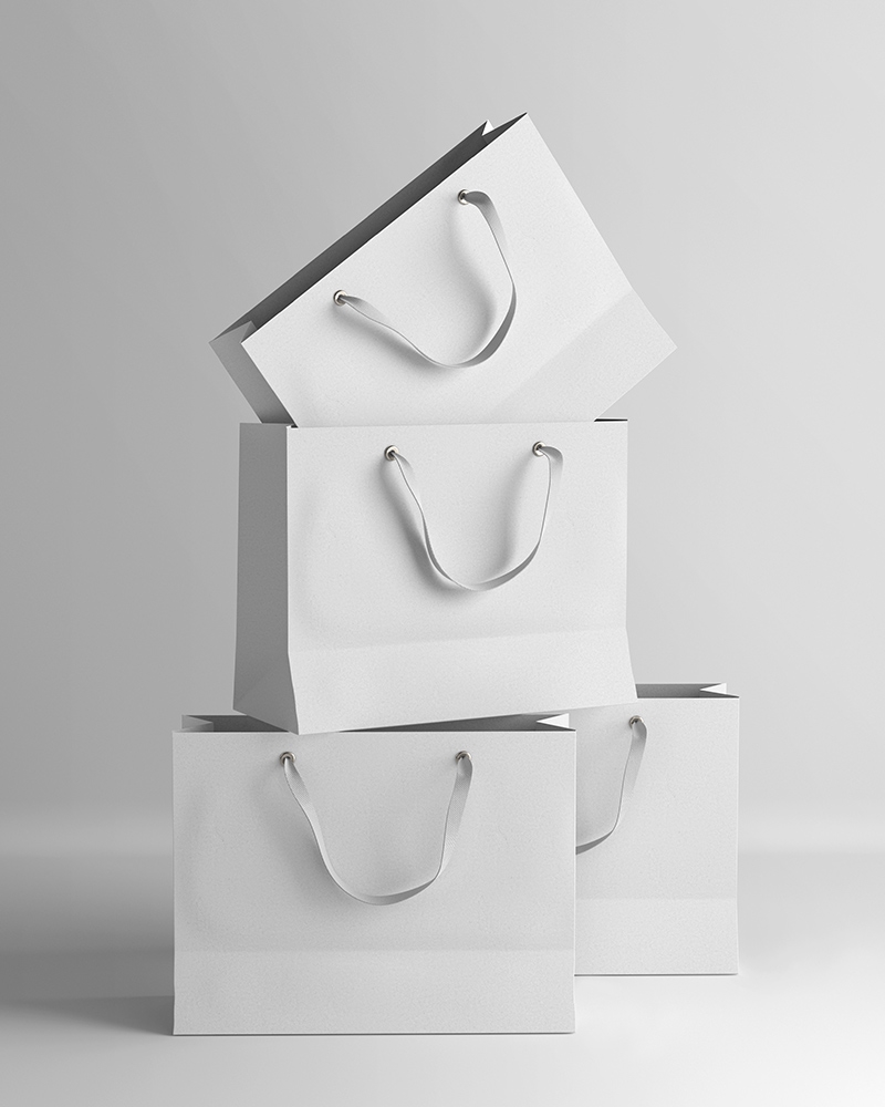 Several Shopping Bags on Top of Each Other Mockup FREE PSD