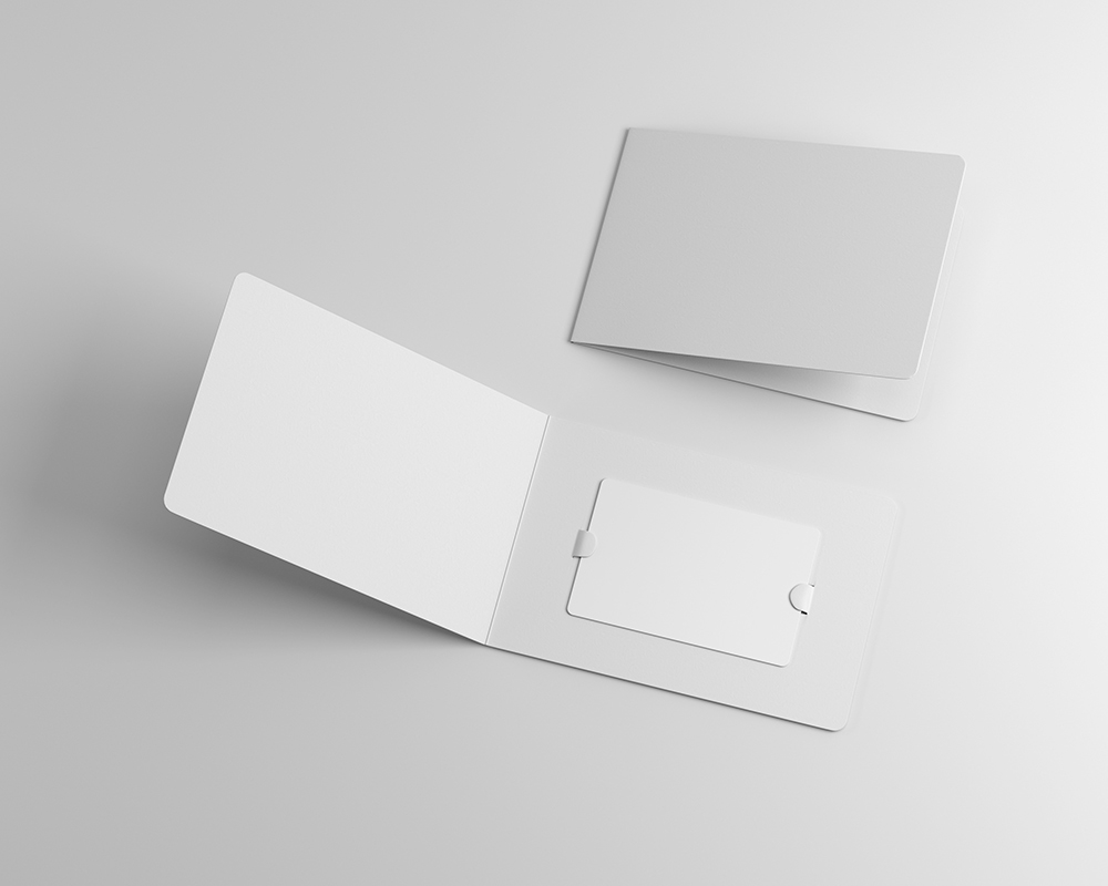Top Side View of Bi-Fold Gift Card Mockup FREE PSD