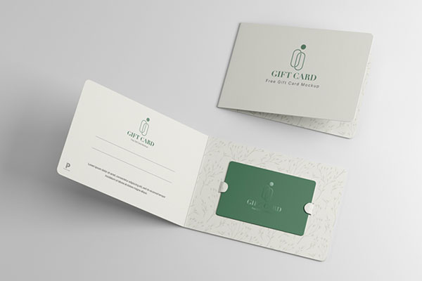 Top Side View of Bi-Fold Gift Card Mockup FREE PSD