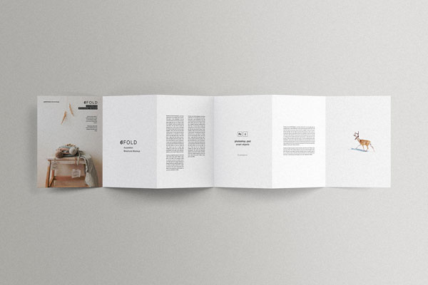 Top Side View of Rectangle Six Fold Brochure Mockup FREE PSD