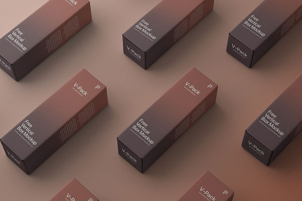 Top Side View of Vertical Grid Box Packaging Mockup FREE PSD